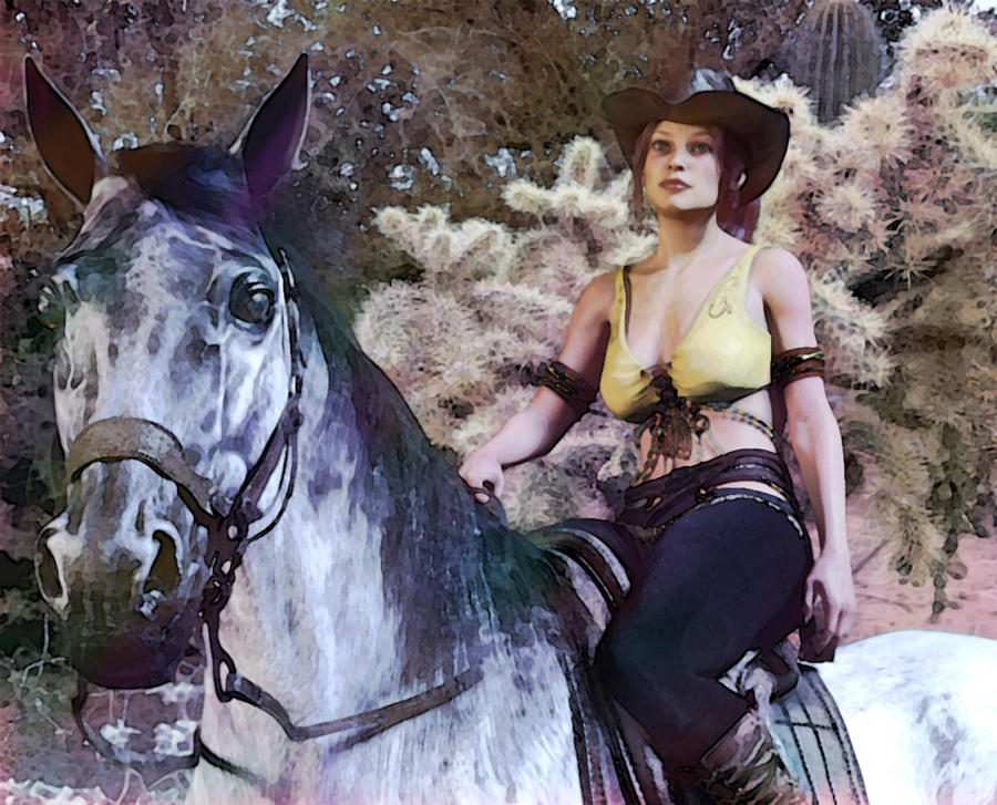 Desert Cowgirl Poster Digital Art by Suzanne Silvir