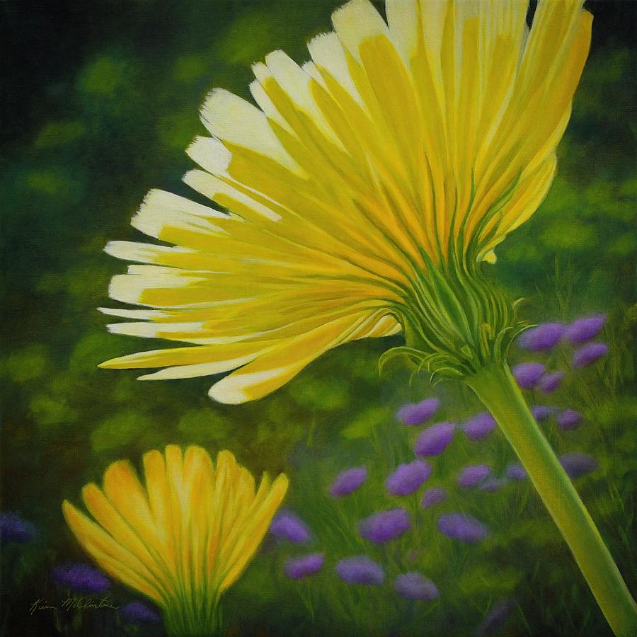 California Wildflowers Painting - Desert Dandelion- oil painting by Kim McClinton