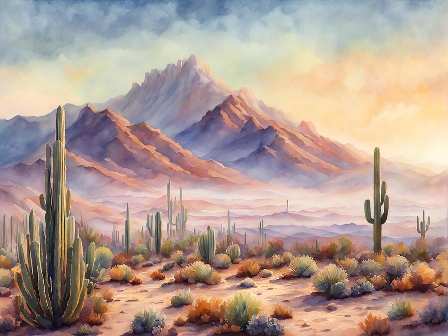 Mountain Digital Art - Desert Dawn by Dennis Cole