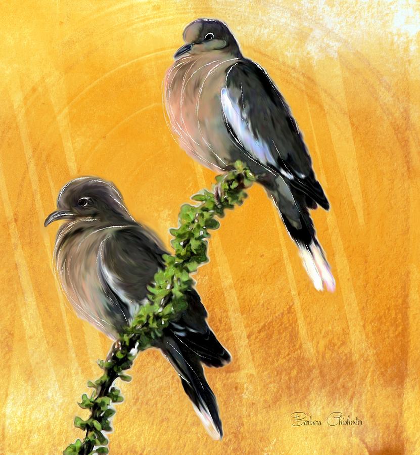 Desert Dawns Rain Doves Painting by Barbara Chichester