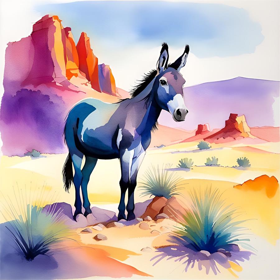 Desert Donkey Digital Art by Fred Hahn