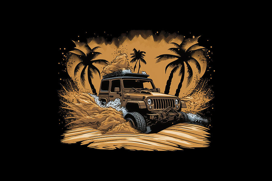 Desert Drifter - The Jeep Adventure Digital Art by Bill Posner