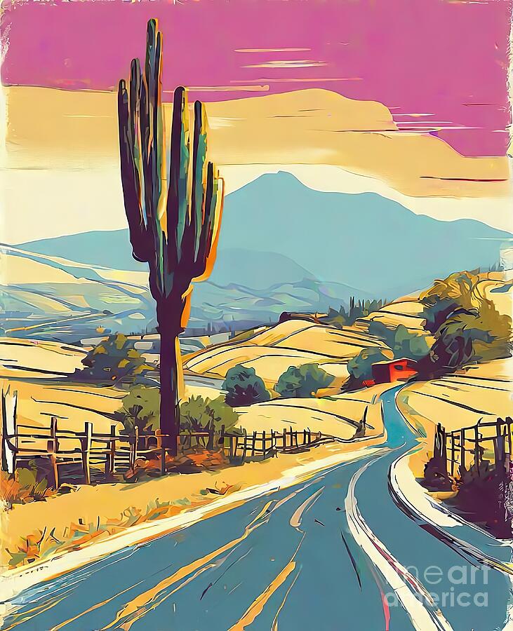 Landscape Digital Art - Desert Highway by Retro Movie Posters Landscape Digital Art - Desert Highway by Retro Movie Posters