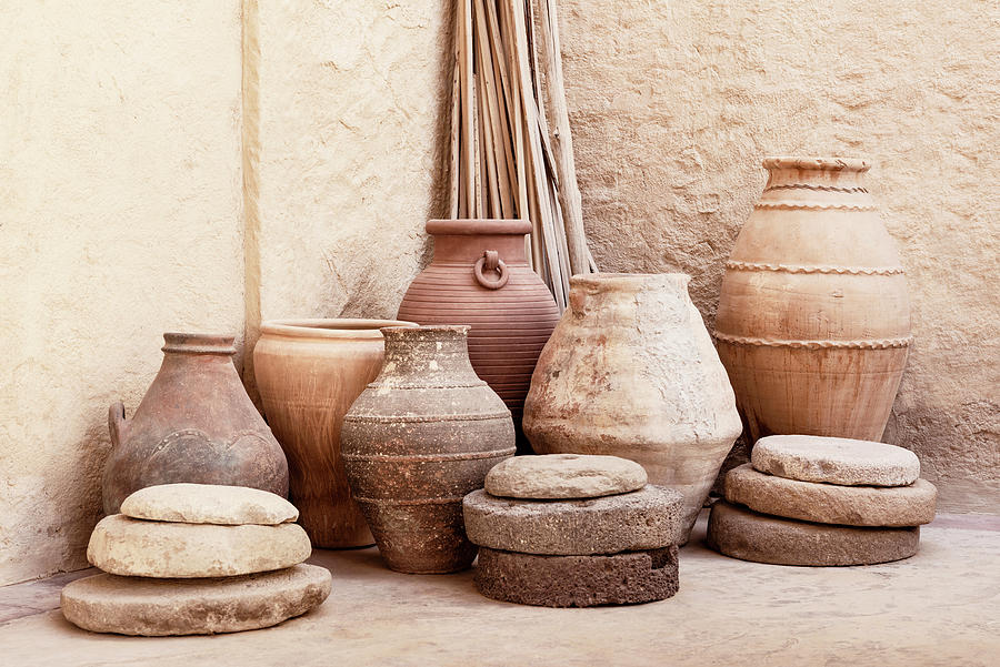 Desert Home - Antique Pots and Jars Photograph by Philippe HUGONNARD
