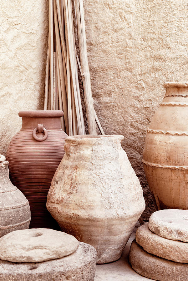 Desert Home - Antique Terracotta Jars Photograph by Philippe HUGONNARD