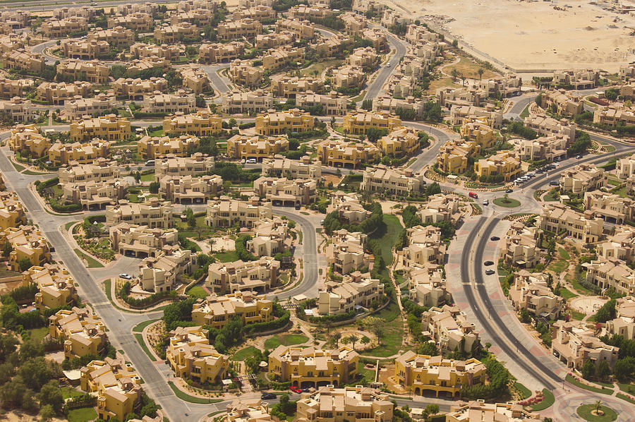 Desert homes near Dubai from the air. Photograph by Mark Williamson