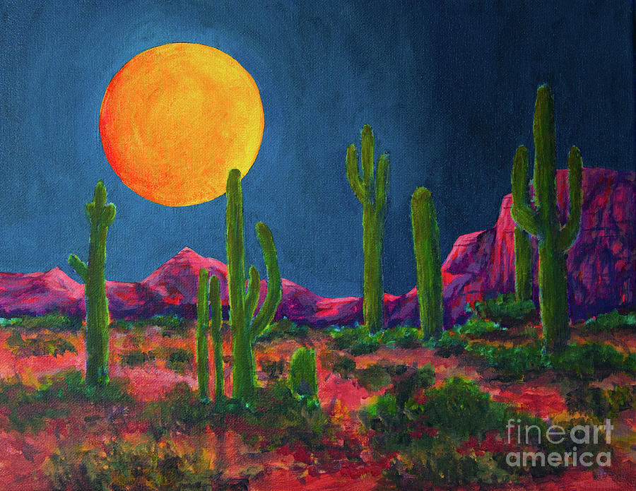 Desert in Moonlight Painting by Jeanette French