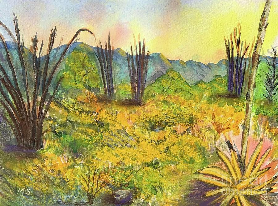 Desert in USA Painting by Monika Shepherdson