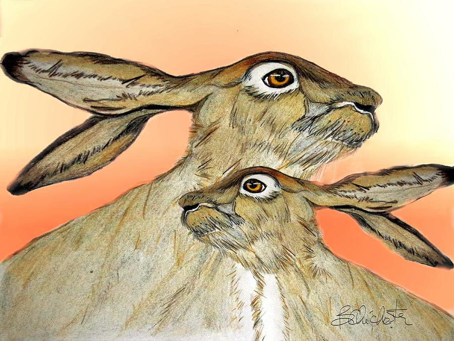 Desert Jack Rabbits Painting by Barbara Chichester
