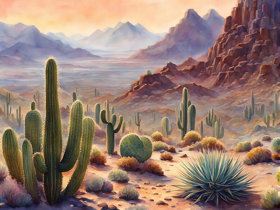 Mountain Digital Art - Desert Majesty The Saguaros Realm by Dennis Cole
