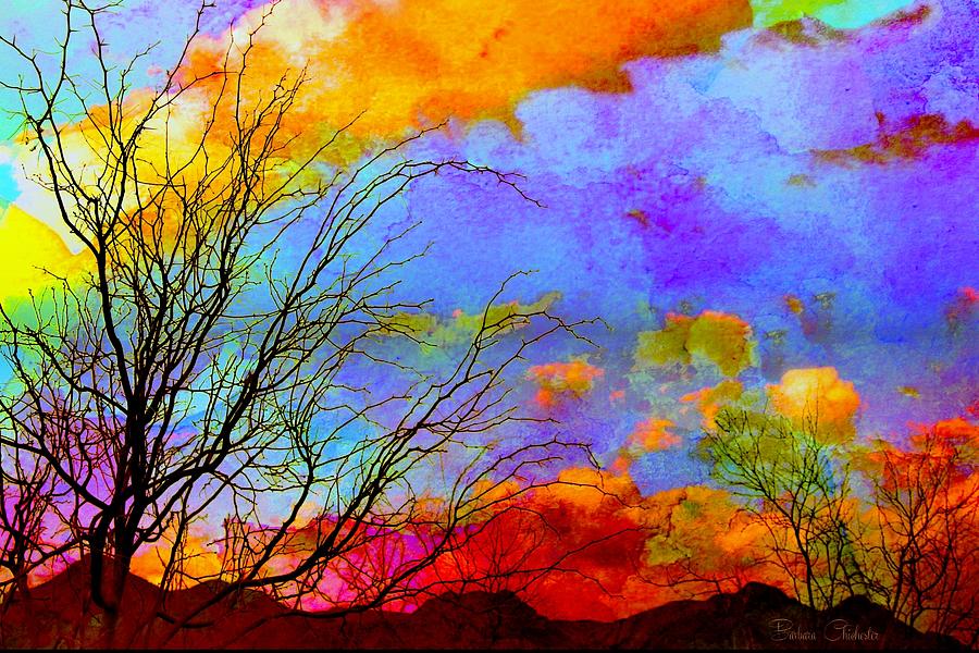 Desert Mesquite Sunset Silhouette Mixed Media by Barbara Chichester ...