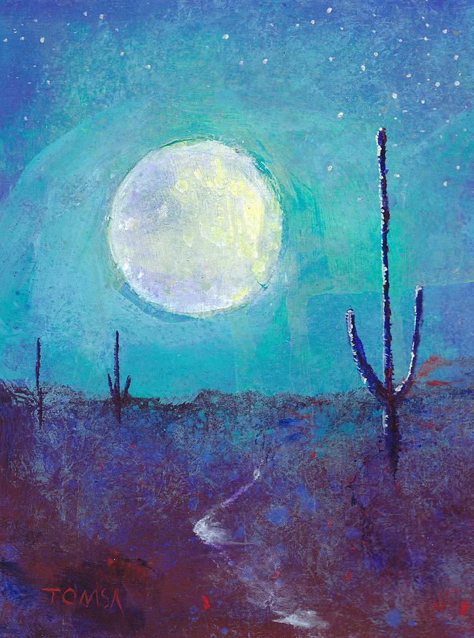 Desert Moonrise Painting by Bill Tomsa