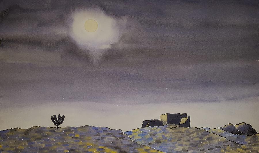 Desert Nightscape Painting by John Klobucher