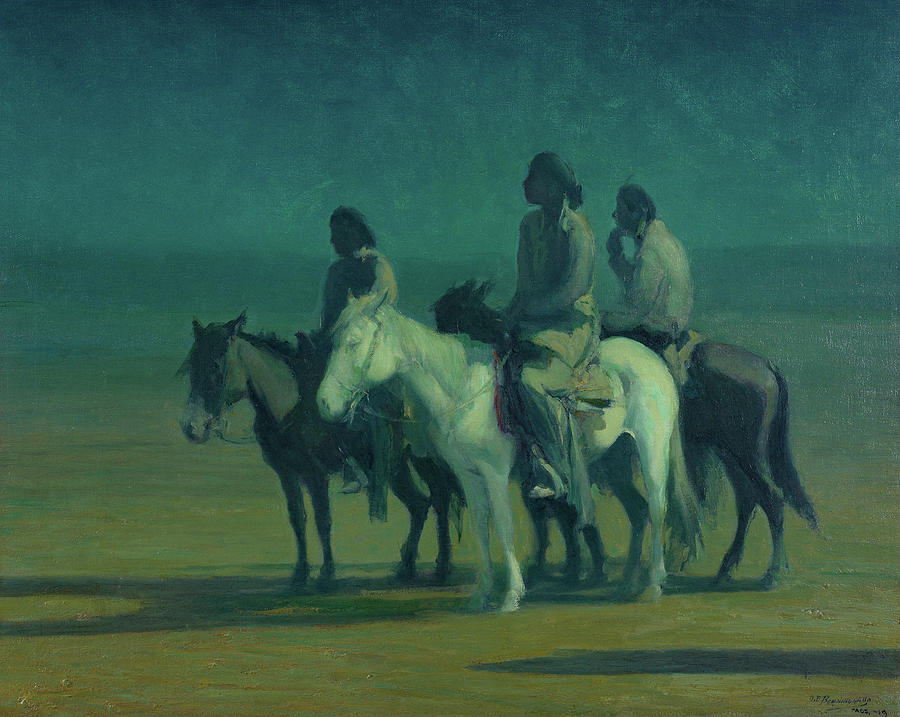 Desert Nocturne, Indian Nocturne, 1919 Painting by Oscar Edward Berninghaus