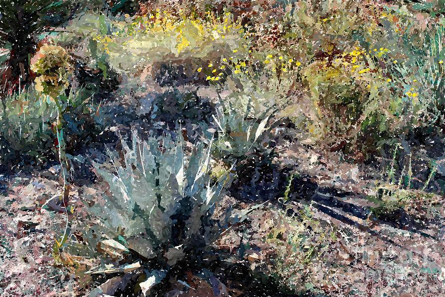 Desert Plants with Blooms Painted Photograph by Katherine Erickson
