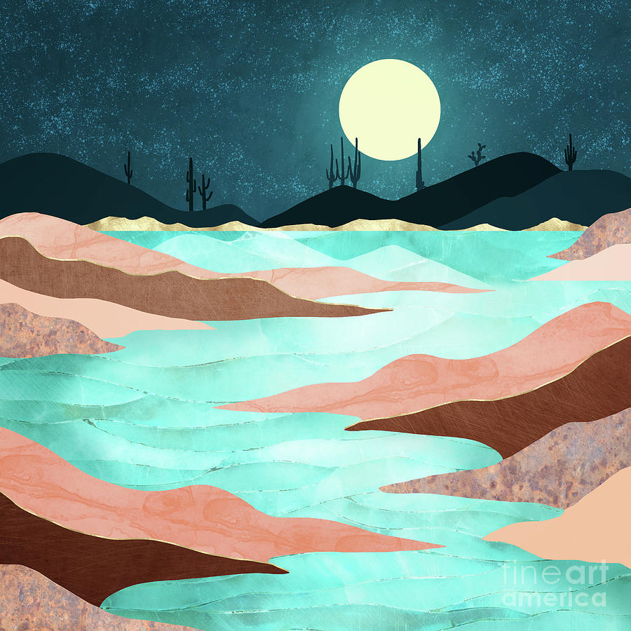 Nature Digital Art - Desert Reservoir  by Spacefrog Designs