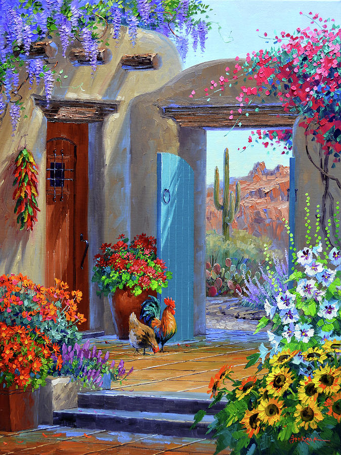 Rooster Painting - Desert Retreat by Mikki Senkarik