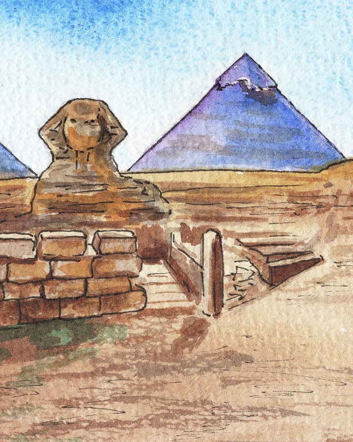 Desert Sand Sphinx And Pyramids Painting by Irina Sztukowski