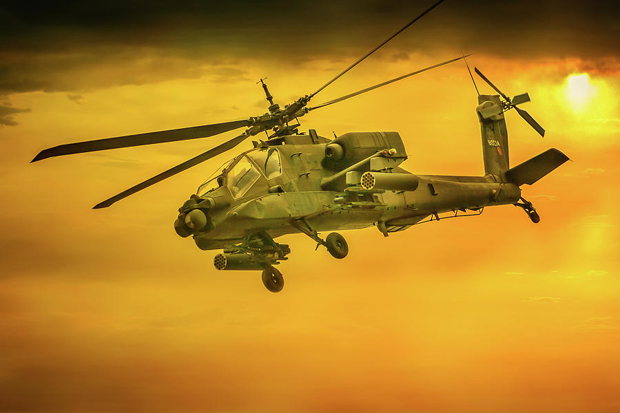 Desert Sand Sunset Apache Helicopter  Digital Art by Randy Steele