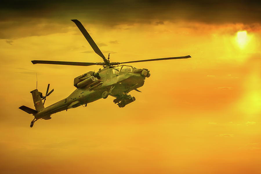 Desert Sand Sunset Apache Helicopter Two Digital Art by Randy Steele