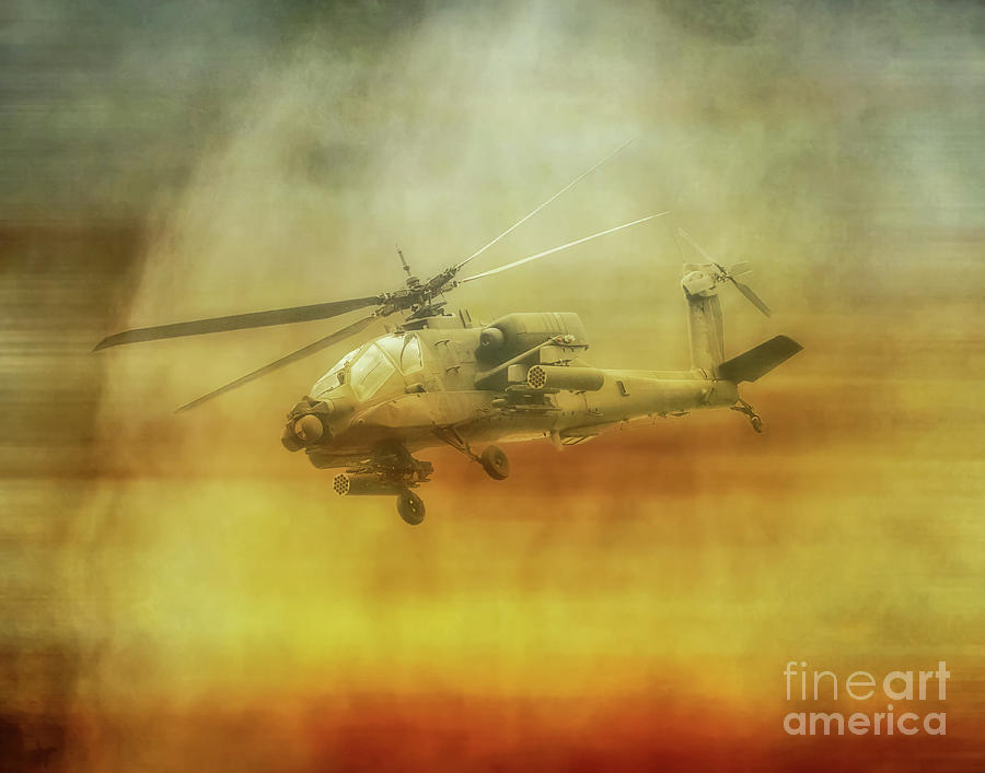 Desert Sands Fight Apache Helicopter  Digital Art by Randy Steele