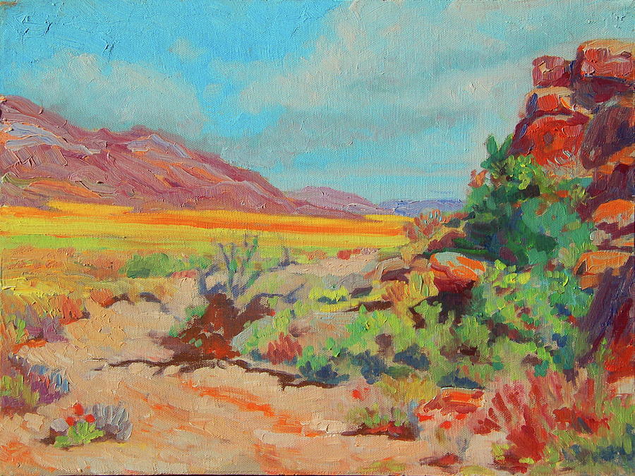 Desert Spring Flowers - Rocky Outcrop Painting by Thomas Bertram POOLE