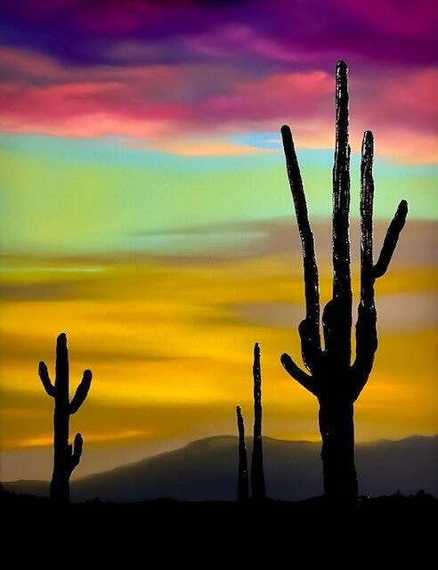 Desert Sunrise  Painting by Willy Proctor