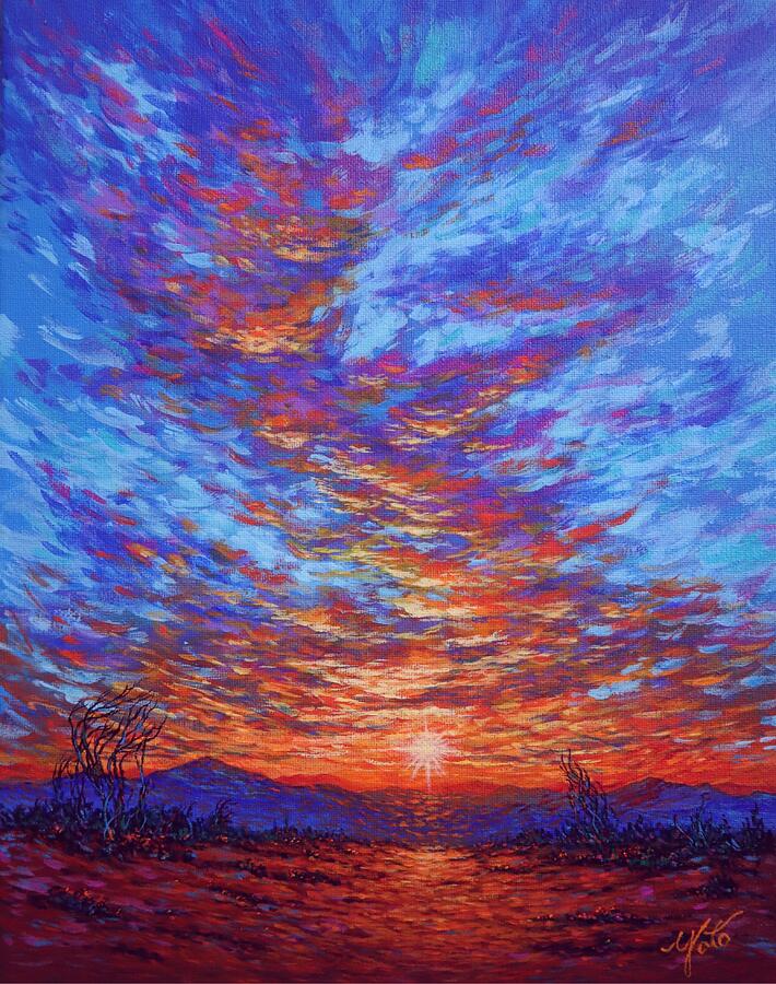 Desert Sunset Painting by John YATO