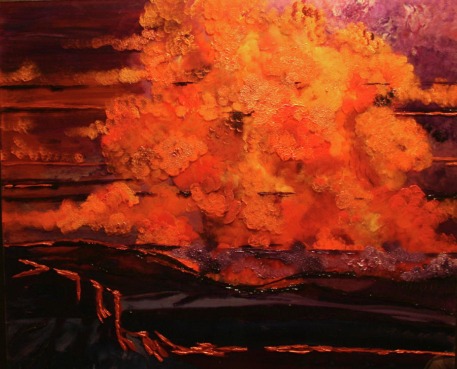 Desert Sunset Painting by Marilyn Quigley