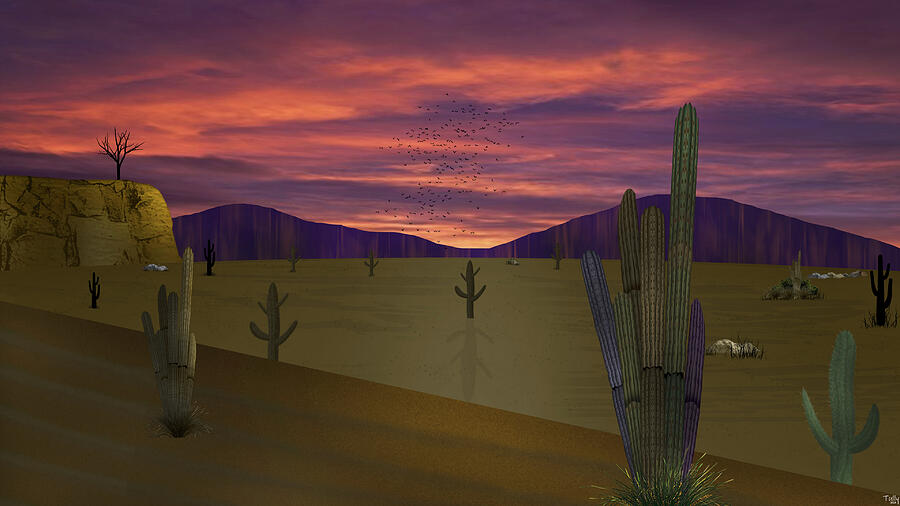 Desert Sunset Digital Art by Mark Tully
