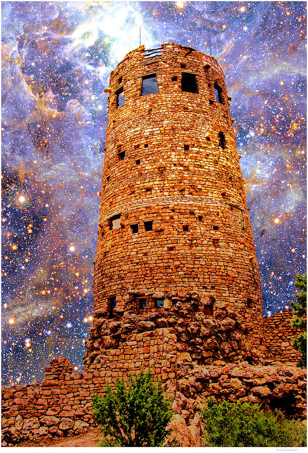 Desert View Tower, Grand Canyon, Starry Night Digital Art by A Macarthur Gurmankin