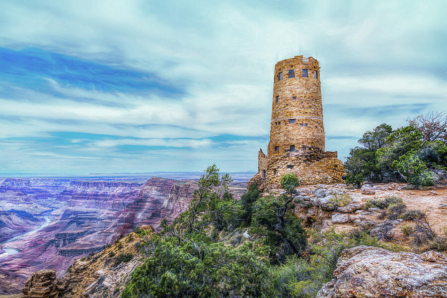 Desert View Watchtower of the Grand Canyon Photograph by John M Bailey