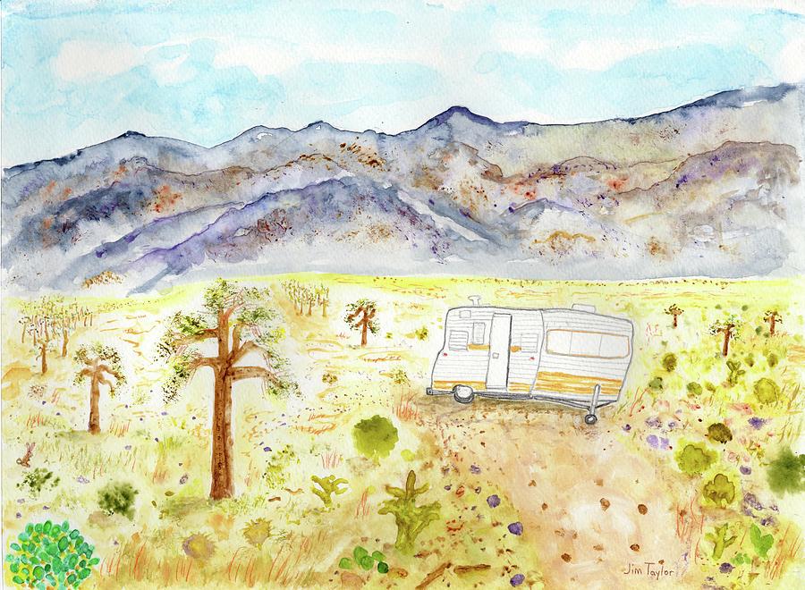 Desert Vintage Trailer 2 Painting by Jim Taylor