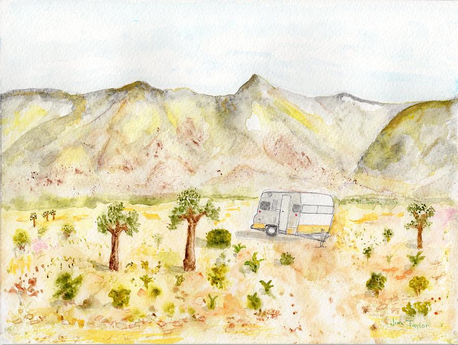 Desert Vintage Trailer Painting by Jim Taylor