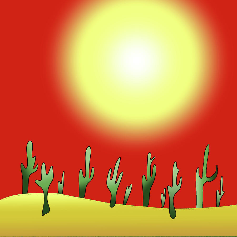 Desert with Red Sky Digital Art by Mary Bedy