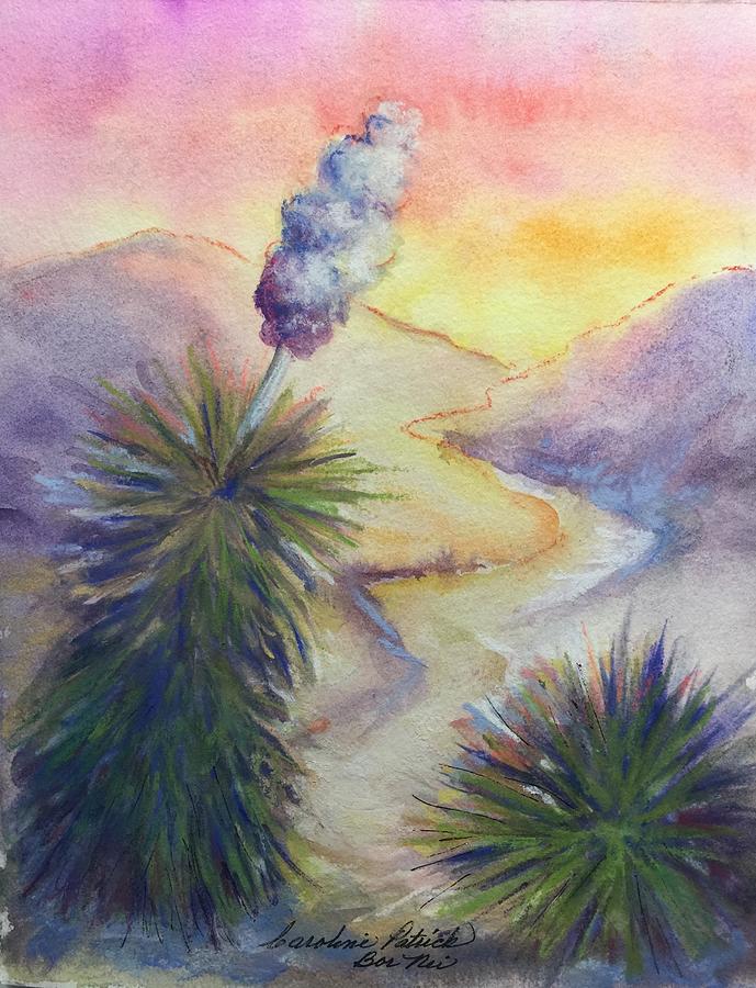 Desert yucca at sunset Painting by Caroline Patrick