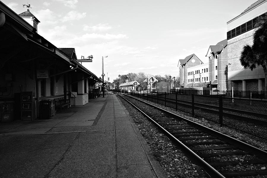 Deserted Train Station Black And White  Photograph by Christopher Mercer