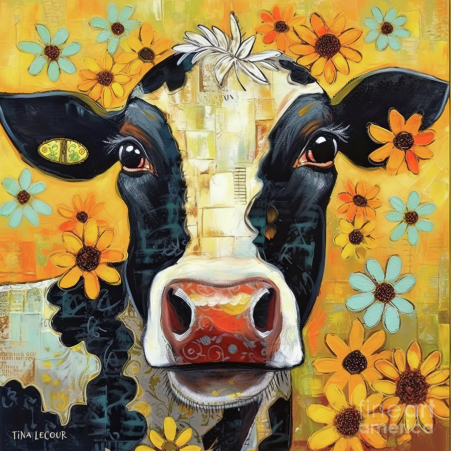 Desi The Dairy Cow Painting by Tina LeCour