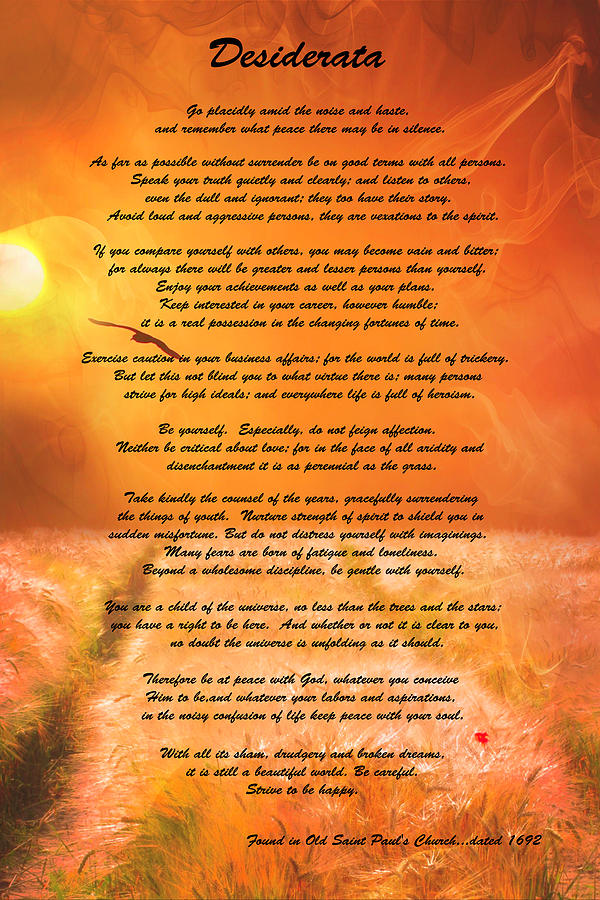 Desiderata 1 Photograph by Wes and Dotty Weber