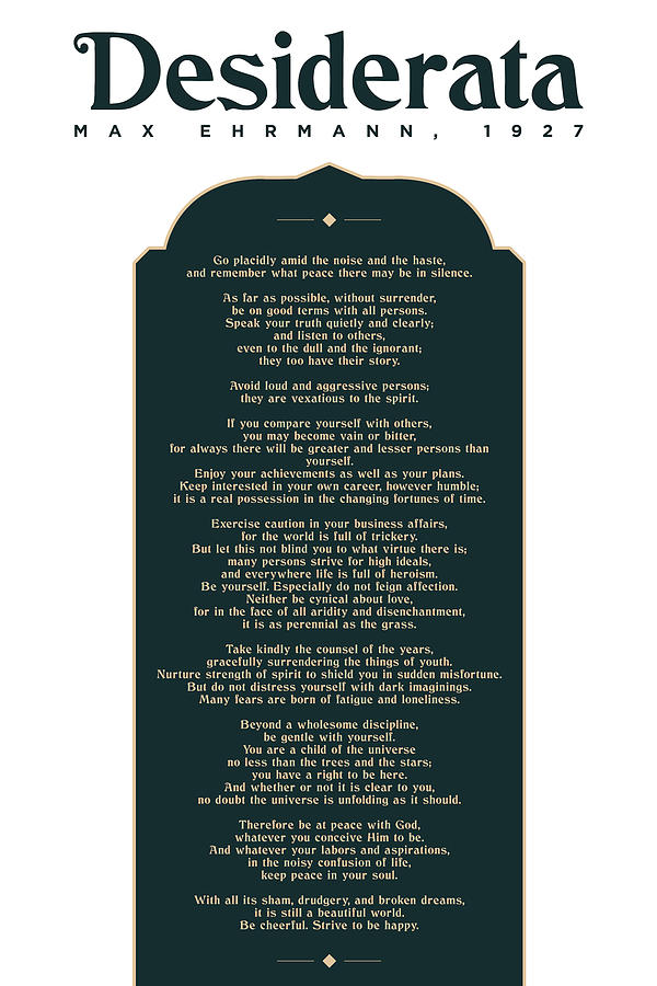 Desiderata Desiderata Poem by Max Ehrmann 1927 Poster Print 