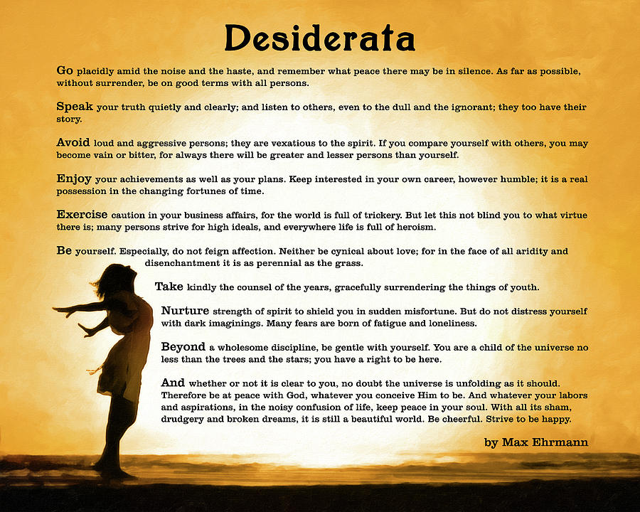 Desiderata Poem - Motivational Art Mixed Media by Mark Tisdale
