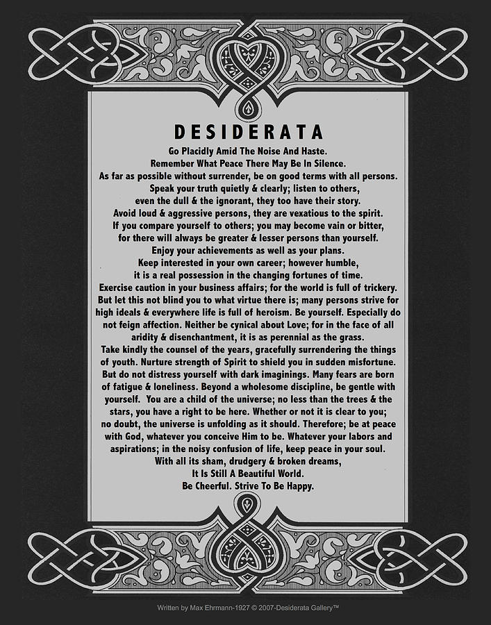 Desiderata Poem written by Max Ehrmann in 1927-Celtic Stone Painting by ...