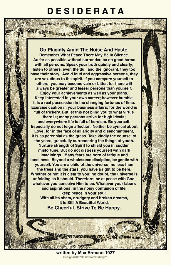 Desiderata Desiderata Poem by Max Ehrmann 1927 Poster Print 