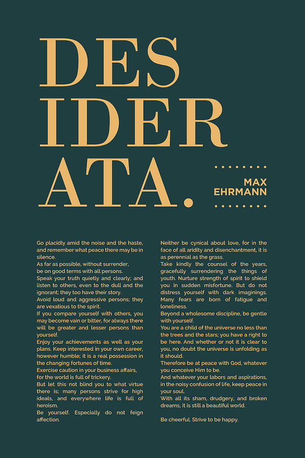 Desiderata Print - Max Ehrmann - Typography - Literary Poster 17 Mixed Media