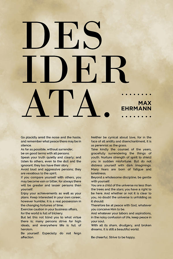 Desiderata Print - Max Ehrmann - Typography - Literary Poster 18 Mixed Media