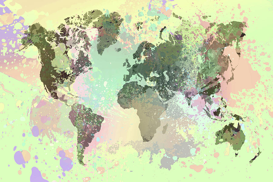 Design 158 world map Digital Art by Lucie Dumas