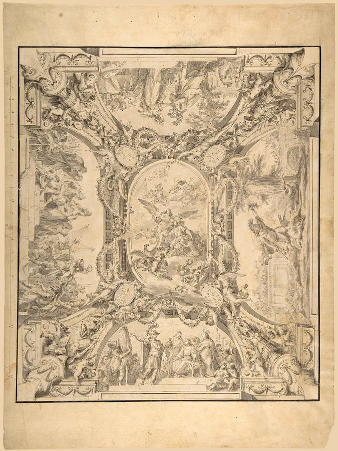 Design for a Ceiling. Jason and the Golden Fleece Drawing by Fedele Fischetti