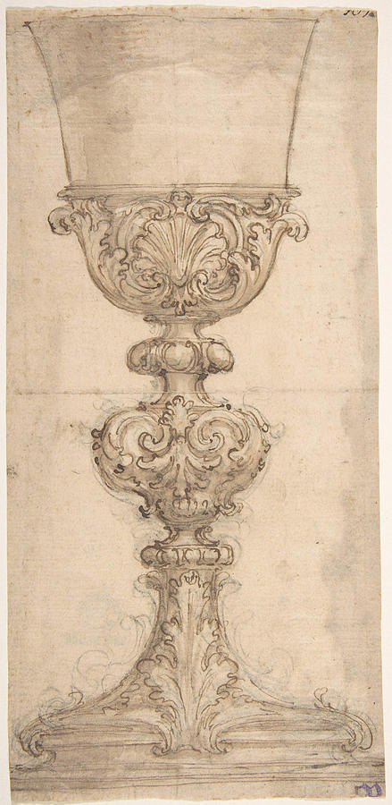 Giovanni Painting - Design For A Chalice With Acanthus And Shell Decoration by Giovanni Battista Foggini Giovanni Painting - Design For A Chalice With Acanthus And Shell Decoration by Giovanni Battista Foggini