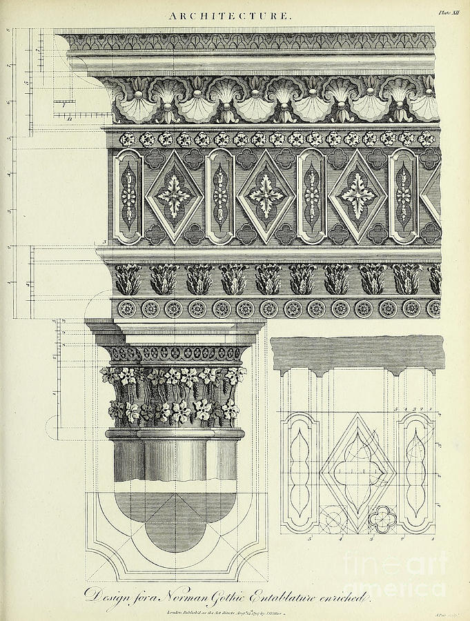 Design for a Norman Gothic Entablature h1 Drawing by Historic ...