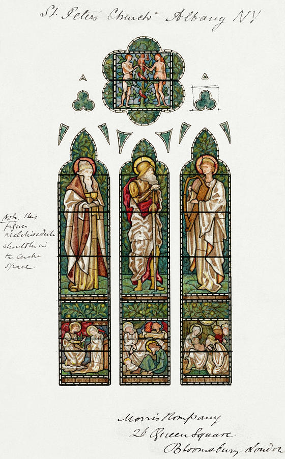 William Morris Painting - Design for Stained Glass Window, Saint Peters Episcopal Church, Albany, NY by Edward Burne Jones